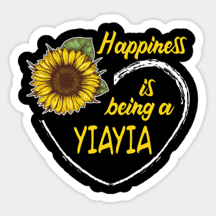 Happiness Is Being A Yiayia Sunflower Heart Sticker